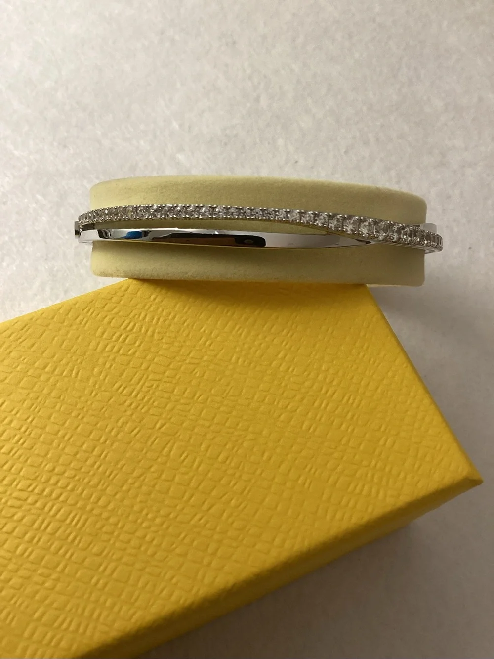 Swarovski Silver-Tone Pavé Twisted Double-Row Bangle Bracelet